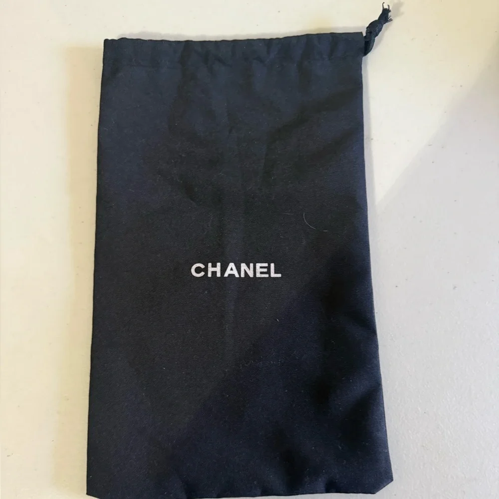 CHANEL Black Drawstring Dust Bag with White Logo